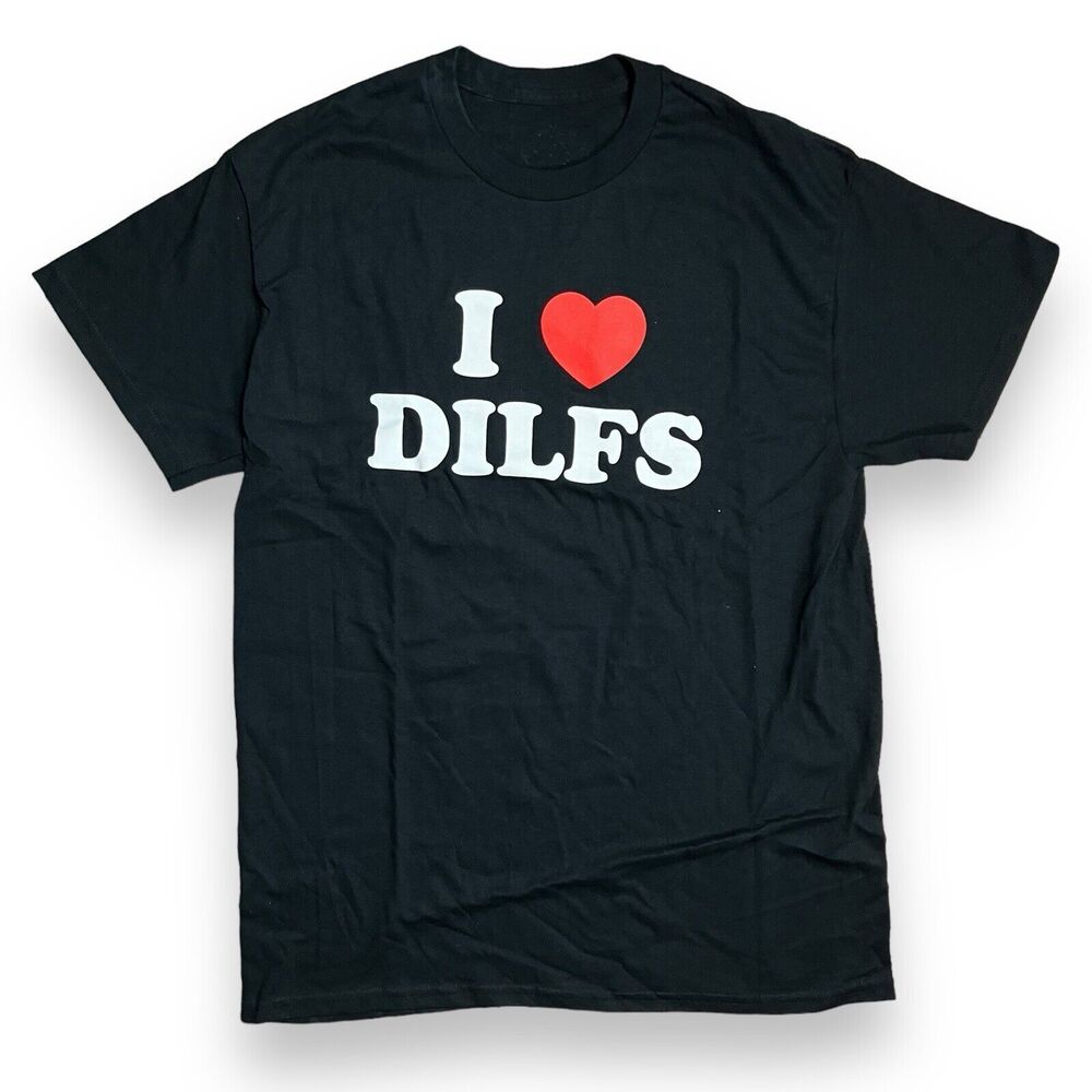 Original Danny Duncan T Shirt S Black I Love / Heart Dilfs Dads‎ Graphic Fathers